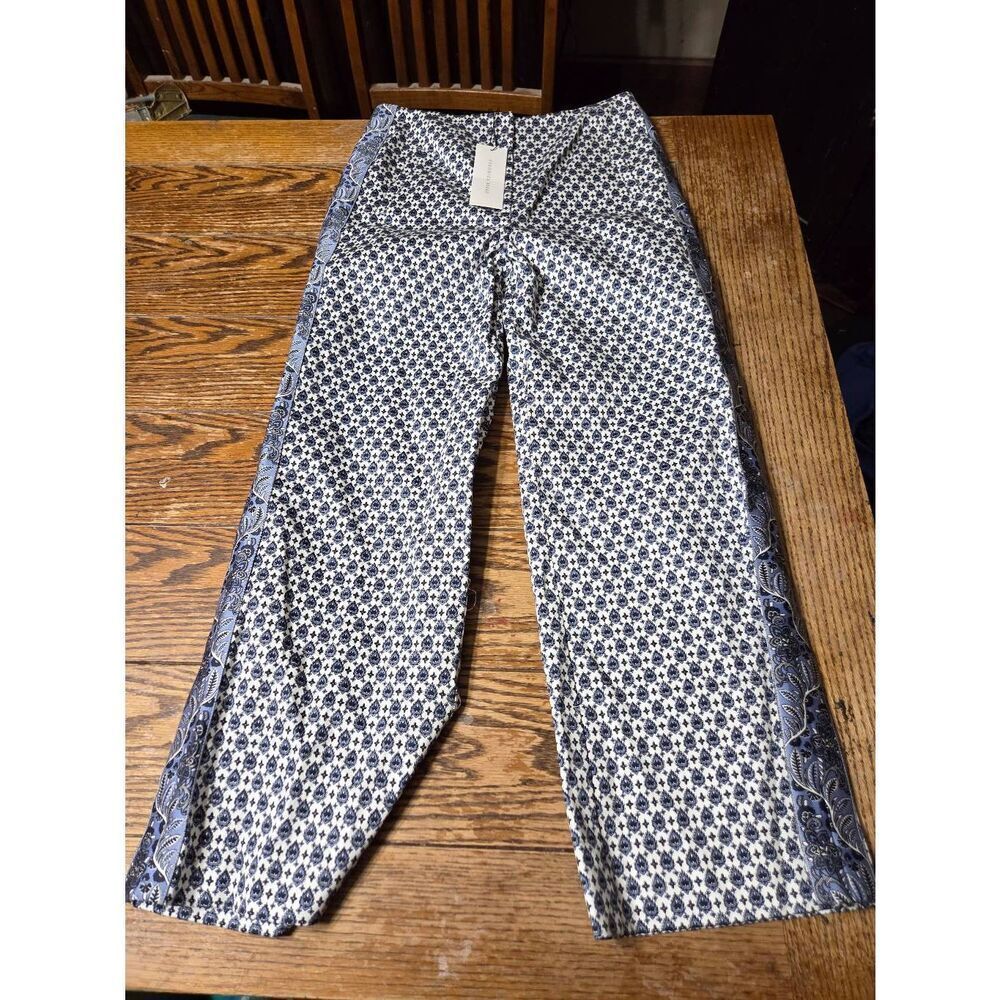 NWT Veronica Beard Dova Off White Printed Multi Pant High Rise Wide Leg Sz 6 - Picture 2 of 5